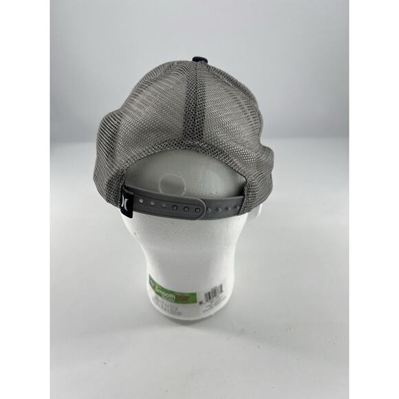 Hurley Icon Solid Flat Trucker Cap / Hat Adjustable Snapback Navy Blue Gray - Picture 3 of 4